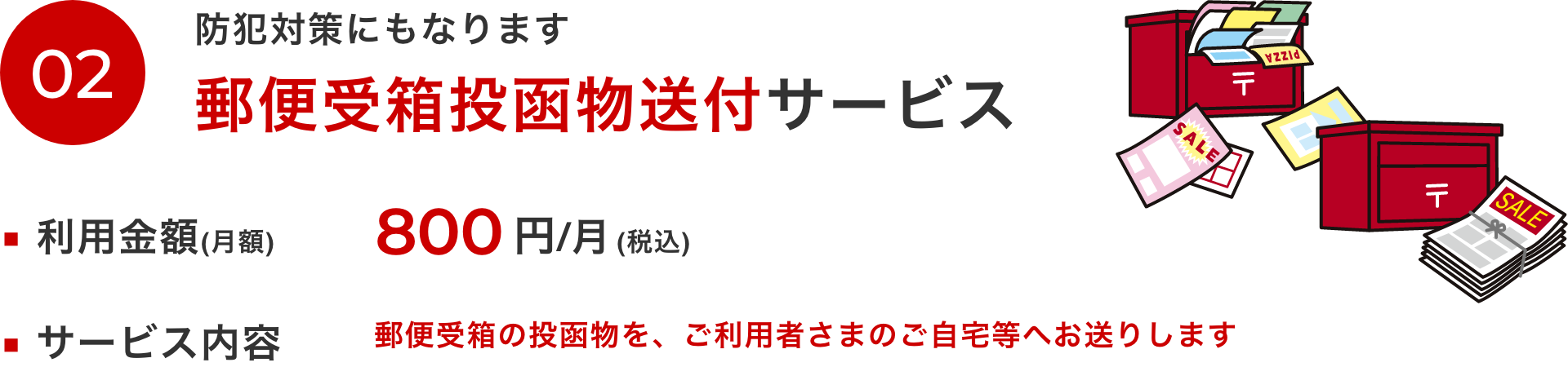 防犯対策にもなります 郵便受箱投函物送付サービス