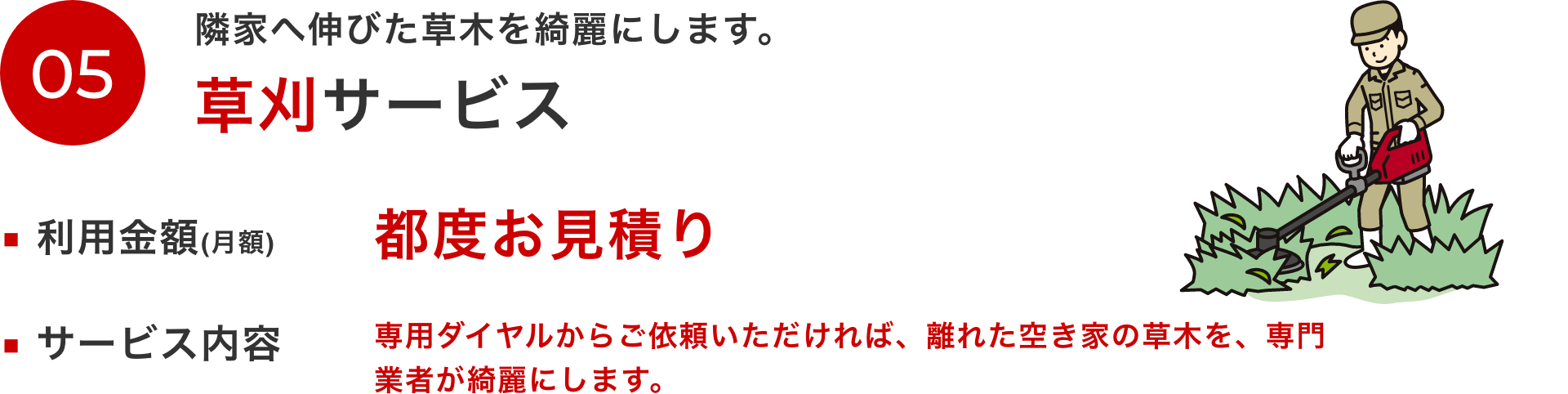 隣家へ伸びた草木を綺麗にします。 草刈サービス